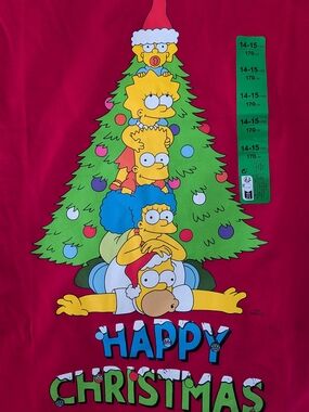 Kids Red 'Happy Christmas' Simpsons Graphic Tee